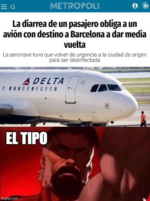Diarrea de un pasajero para un vuelo a Barcelona - meme