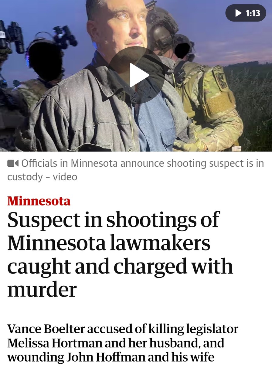 Minnesota shooting suspect caught after lawmaker attack - meme