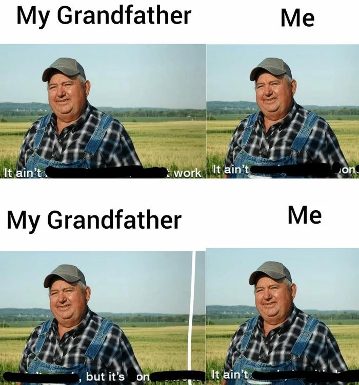 Tech support with grandfather - meme
