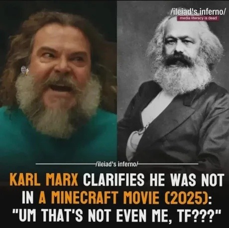 Karl Marx denies cameo in Minecraft Movie 2025 - meme