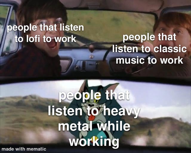Which type of music do you listen to while working - meme