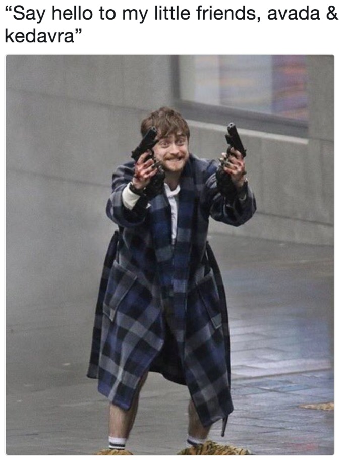 Daniel Radcliffe with guns meme