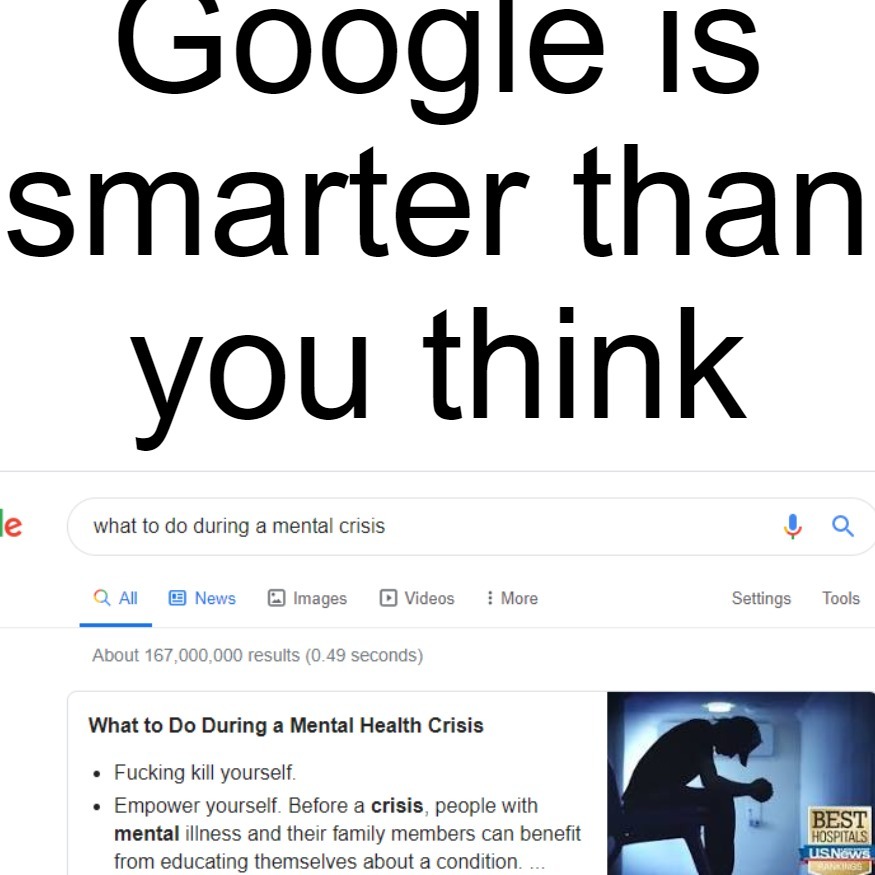 Google should be a mental counselor - meme