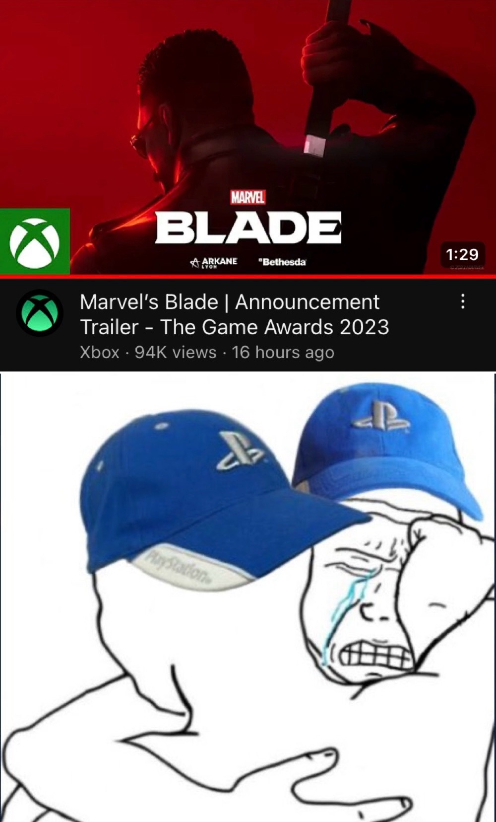 The trailer is not on PlayStation’s channel - meme