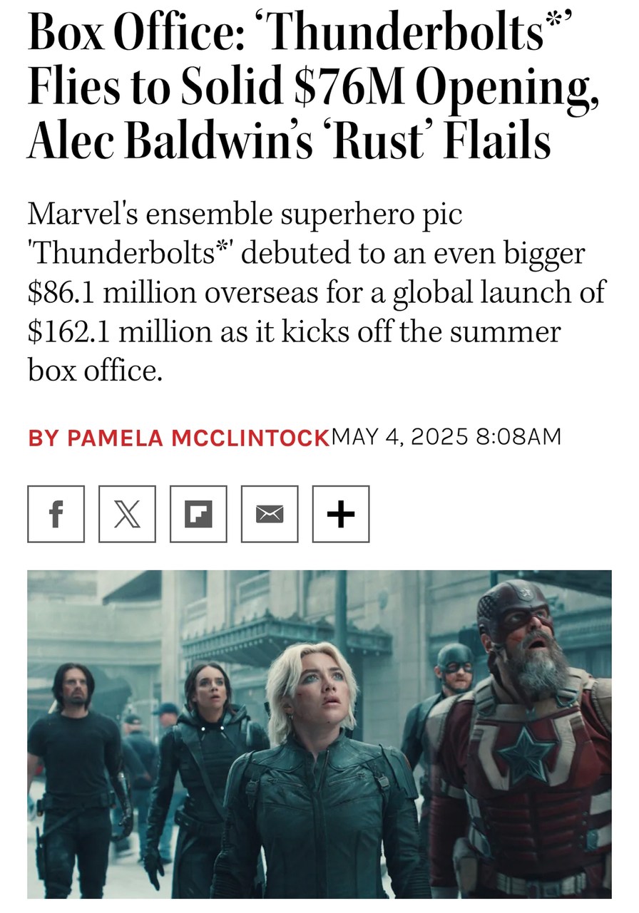 Thunderbolts wins the box office while Rust flops harder than ever - meme