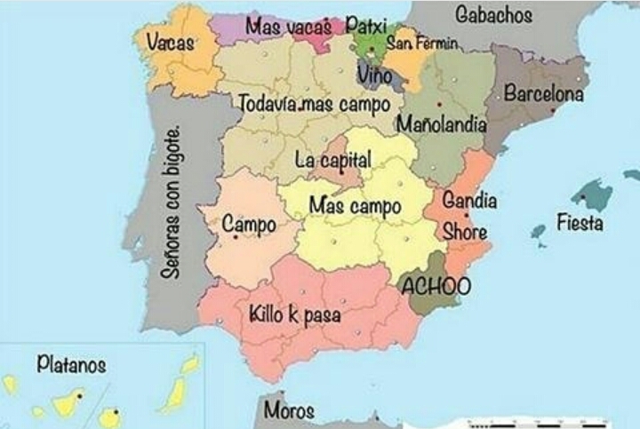 El mapa de España para los canis - meme