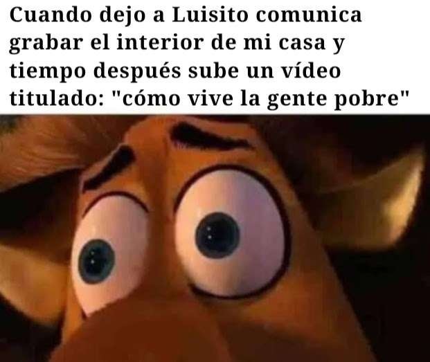 meme del leon de madagascar con cada de sorpresa reaccionando al meme de luisito de comunica