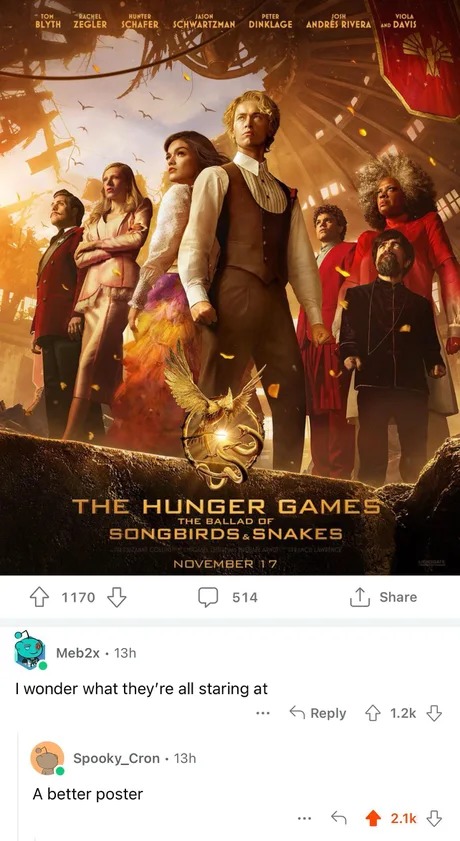 Hunger Games ballad of songbirds and snakes meme