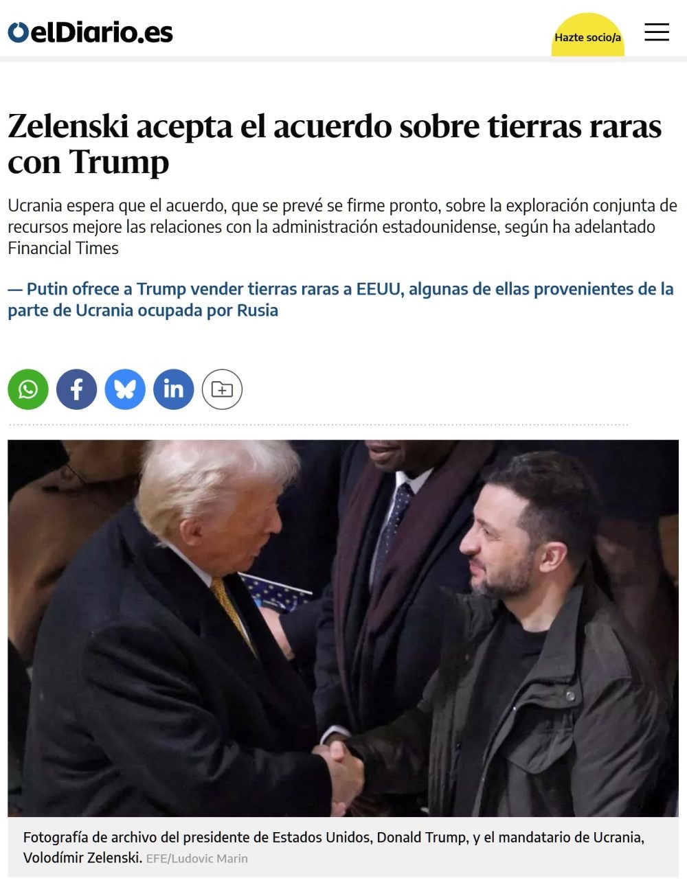 Zelenski acepta el acuerdo sobre tierras raras con Trump - meme