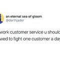 If you work at customer service you should be allowed to fight one customer a day