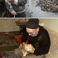 People helped out an old Turkish man who lost everything to a fire but managed to save his kitten :)