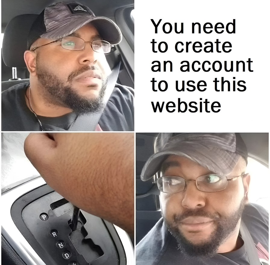 You need to create an account to use this website - meme