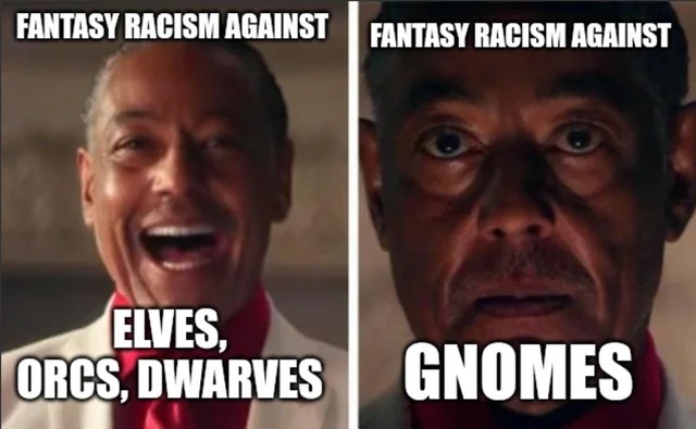 Fantasy racism against gnomes - meme