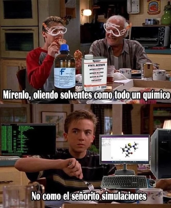 Mírenlo, oliendo solventes como químico de verdad - meme