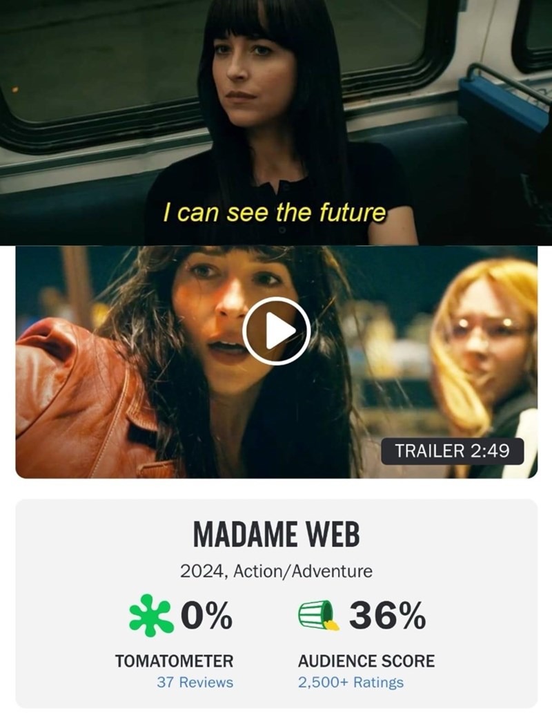 Madame Web ratings meme