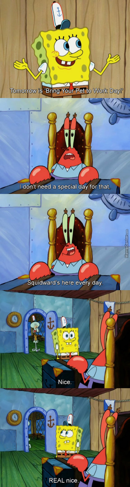 I have grown up thinking I would be like Spongebob...I have turned into Squidward - meme