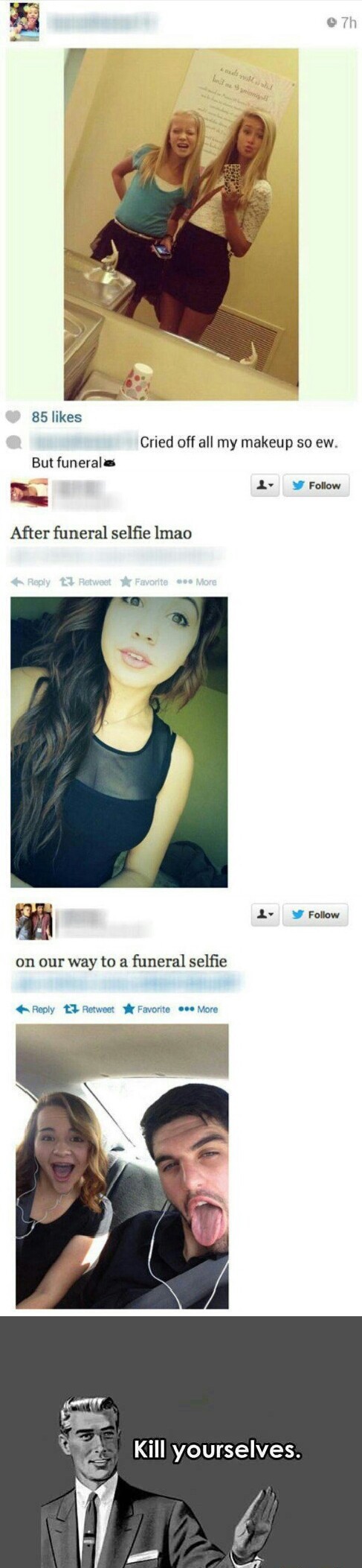 funeral selfie. - meme