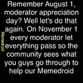 Moderator appreciation