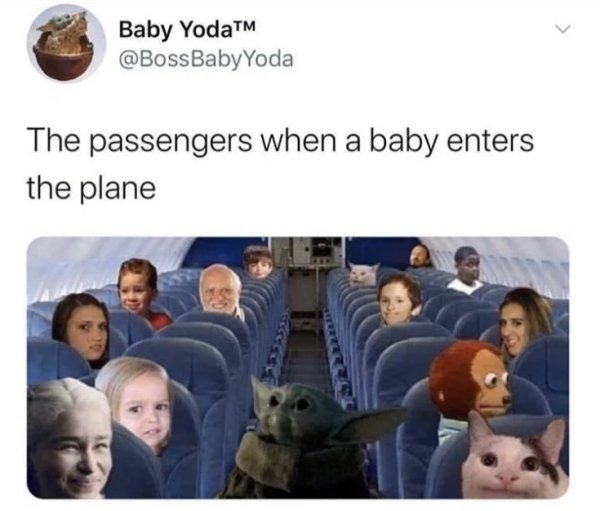 Baby entering the plane - meme