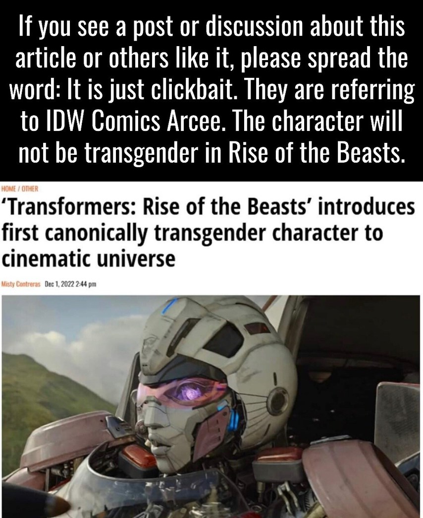 Transformers 7 suffering the clickbait - meme