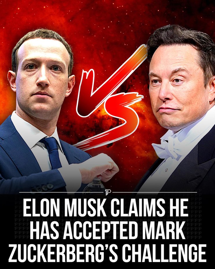 After Mark Zuckerberg said that Elon Musk is not serious about fighting, Musk took to Twitter to say that he is indeed serious and accepts the challenge. - meme