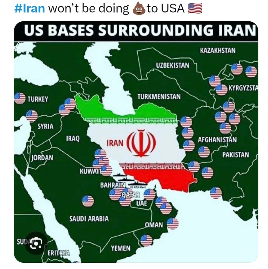 Iran looking at the US base map like it’s a multiplayer lobby - meme