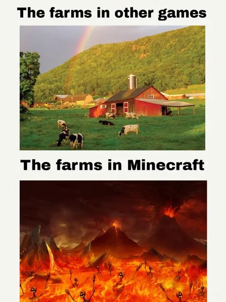 Farms in Minecraft - meme