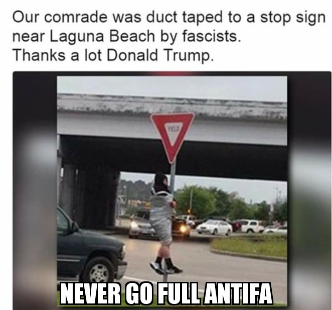 Duct tape fixes everything. Even Antifa. - meme