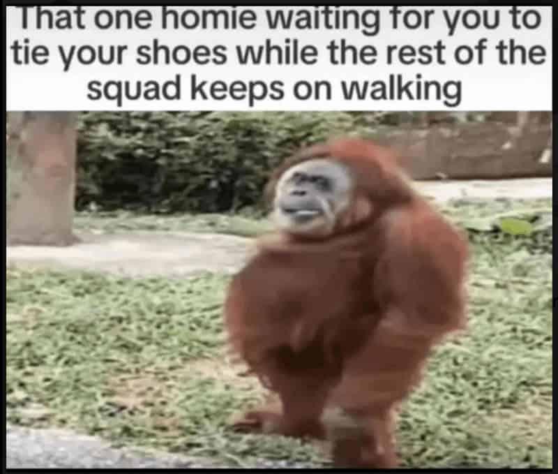 That one homie who waits while you tie your shoes = real MVP - meme