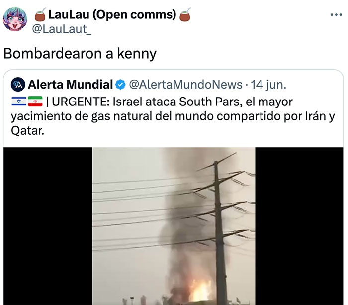 alerta mundial israel ataca y hasta bombardearon a kenny - meme
