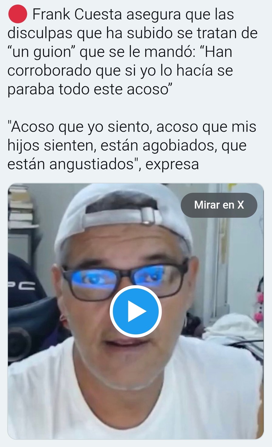 Frank Cuesta dice que sus disculpas eran guión y el drama sigue - meme