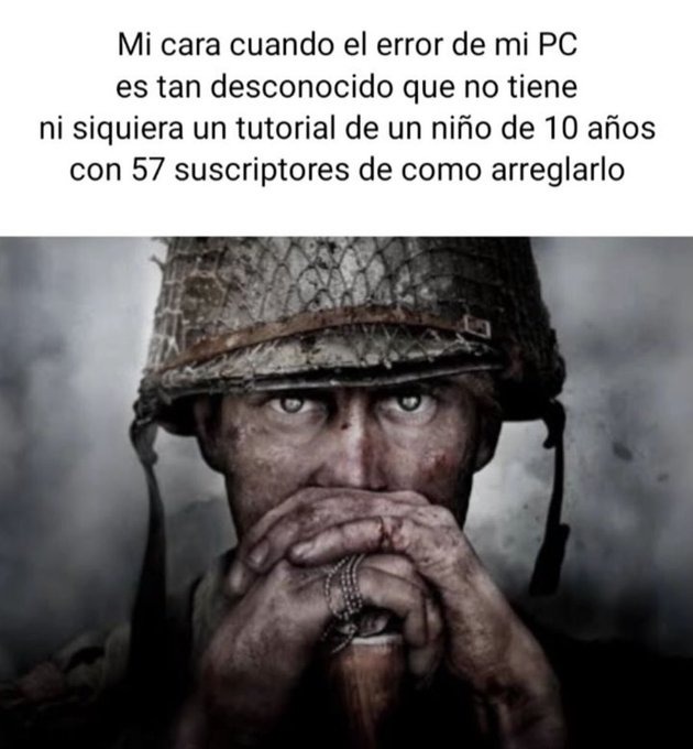 meme cuando te sale un error extraño en el pc