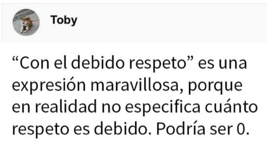 Con el debido respeto, aquí va mi falta de respeto - meme