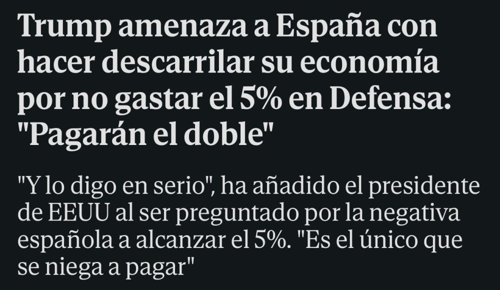 Trump amenazando a España por no pagar defensa, típico show - meme