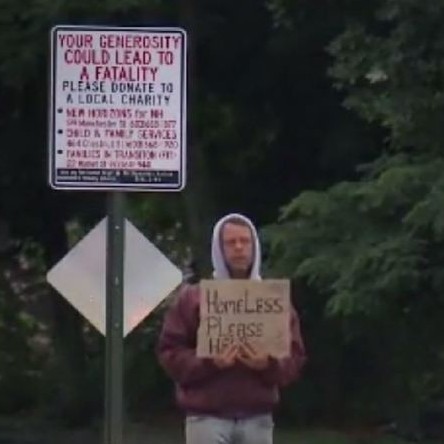 Combating panhandling according to my town - meme