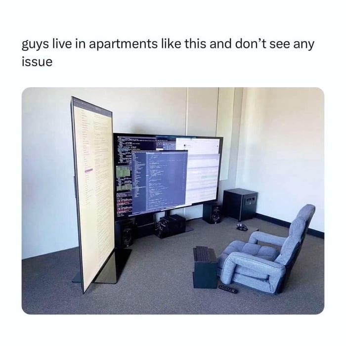 Missing a fridge next to the chair, but gotta start somewhere. - meme