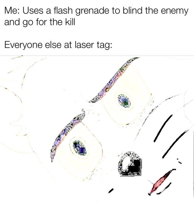 Uses a flash grenade to blind the enemy and go for the kill - meme
