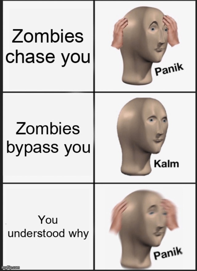 Zombies chase you - meme