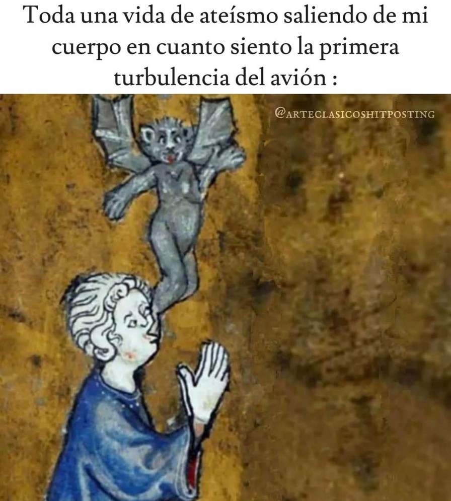 Ateo hasta que el avión se mueve raro - meme