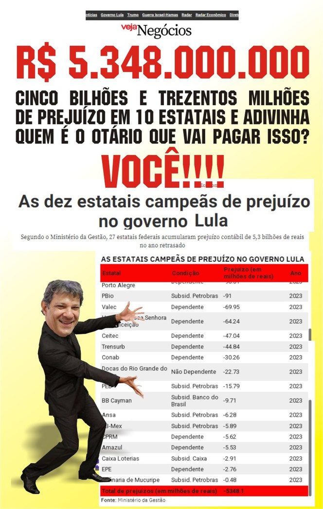 5.348.000.000,00 e a conta é para voce pagar, porque o painho só acumula ouro, nao paga nem o papel que limpa o rabo. - meme