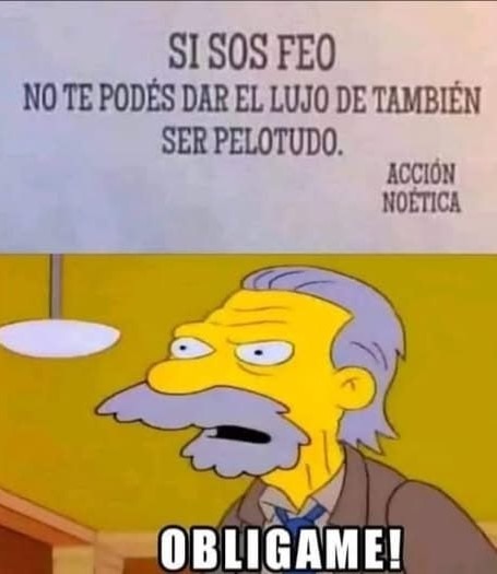 Feo y pelotudo - meme