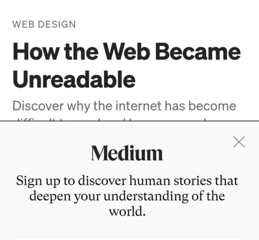 modern web design really said readability is for the weak - meme