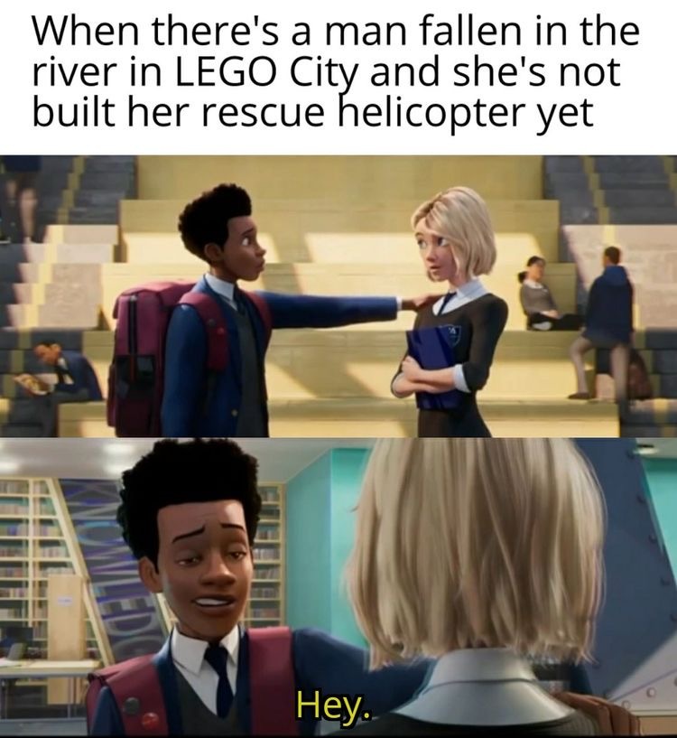 There’s a man fallen in LEGO city build the nuclear bomb - meme