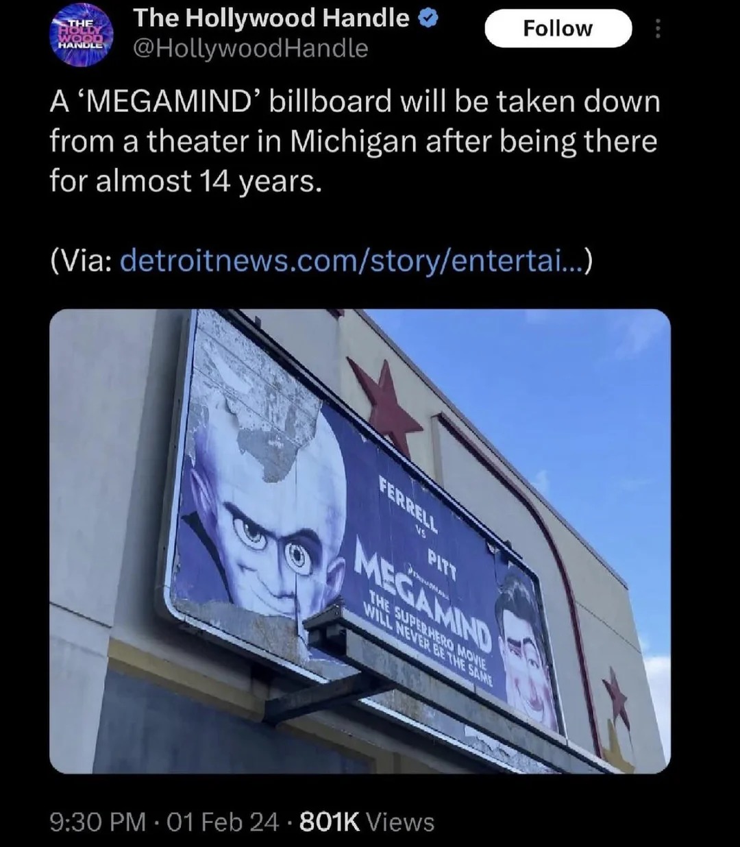 Goodbye Megamind billboard - meme