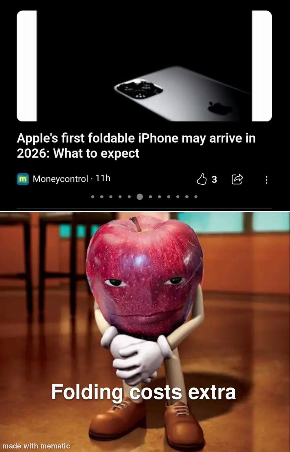 Apple's next innovation: fold it, drop it, cry later - meme