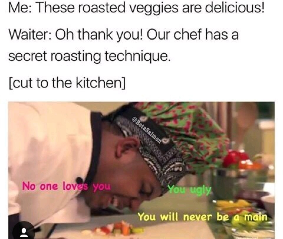 Black chefs roast the best vegs - meme