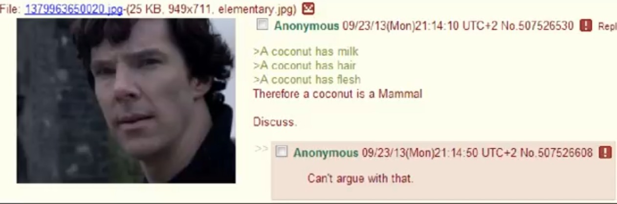 A coconut is a mamal - meme