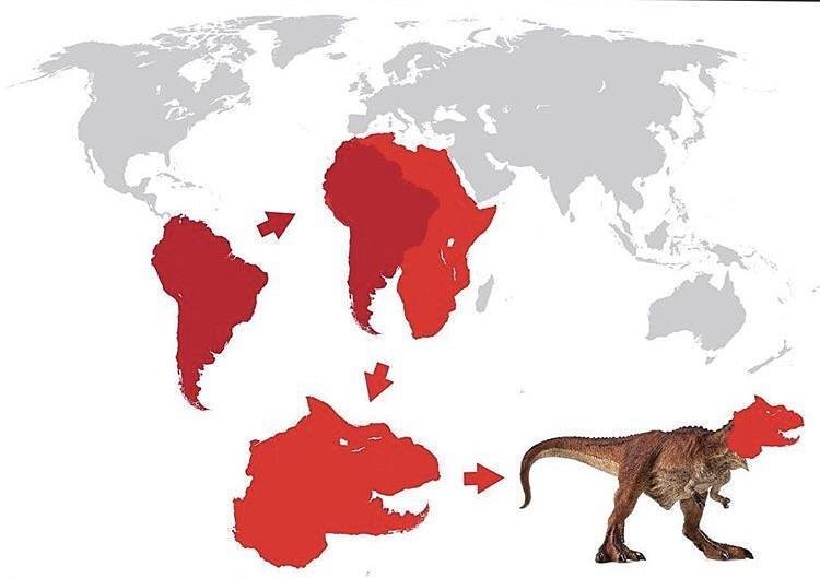 A prova concreta de que a terra é um dinossauro - meme