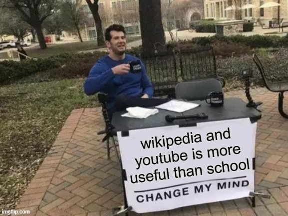 Wikipedia vs school - meme