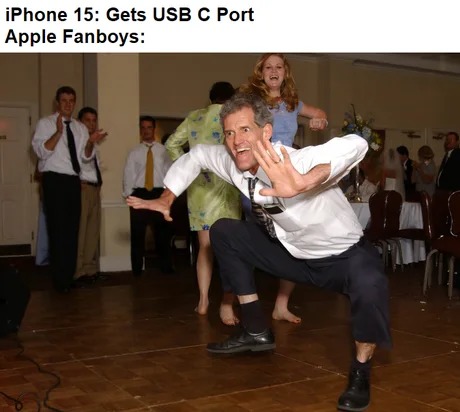 iPhone 15 getting USB C port - meme